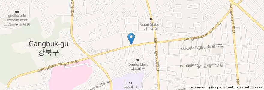 Mapa de ubicacion de 수제돈가스 en Korea Selatan, 서울, 강북구, 인수동.