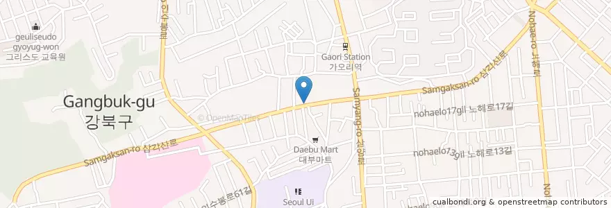 Mapa de ubicacion de 네네치킨 en Coreia Do Sul, Seul, 강북구, 인수동.