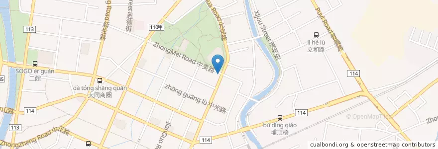 Mapa de ubicacion de 端陽邀月複合式餐廳 en Taïwan, Taoyuan, District De Zhongli.