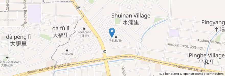 Mapa de ubicacion de 在地人鹽水雞 en Taïwan, Taichung, 北屯區.