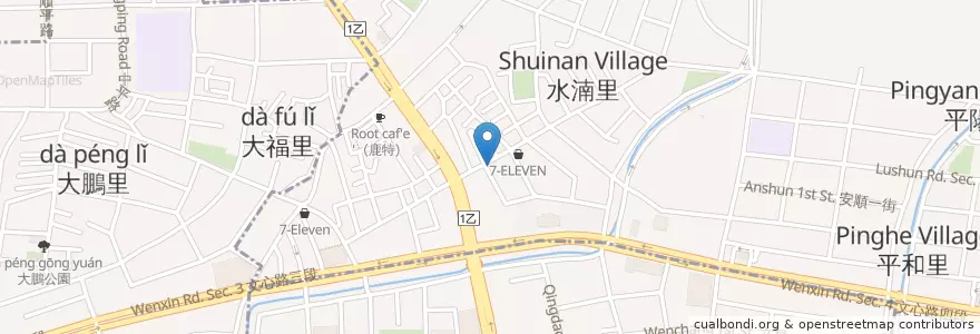 Mapa de ubicacion de 海光四村牛肉拉麵 en تایوان, تایچونگ, 北屯區.