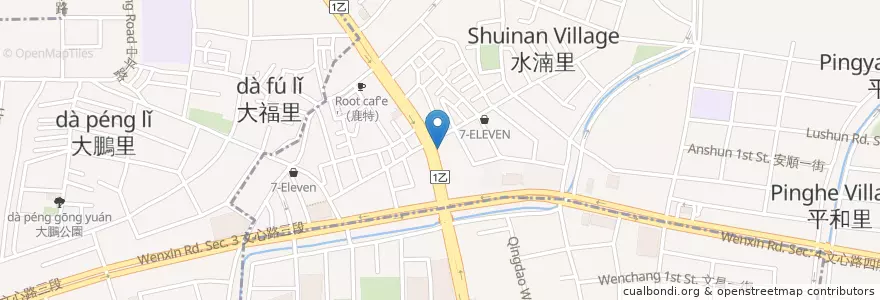 Mapa de ubicacion de 水湳爌肉飯 en Tayvan, Taichung, 北屯區.