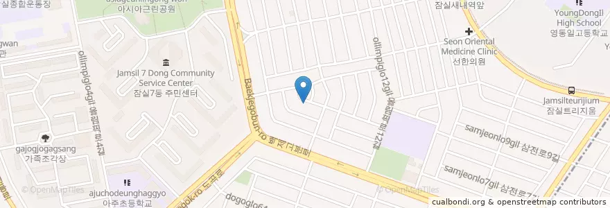 Mapa de ubicacion de 사임당어린이집 잠실본점 en کره جنوبی, سئول, 송파구, 잠실본동.
