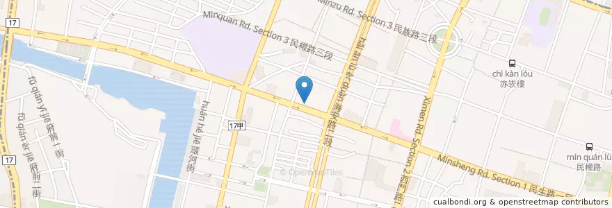 Mapa de ubicacion de 燒究牛肉飯 en Taiwán, 臺南市, 中西區.