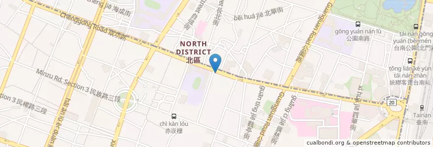 Mapa de ubicacion de 田園樂蔬素食自助餐 en 타이완, 타이난 시.