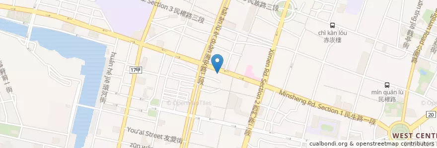 Mapa de ubicacion de Fun Café en Taiwan, Tainan, 中西區.