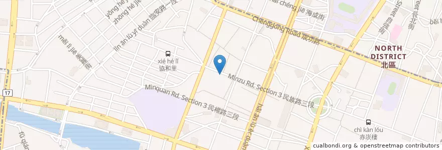 Mapa de ubicacion de 湖仔小吃部 en Tayvan, 臺南市, 中西區.