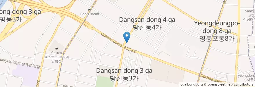 Mapa de ubicacion de 온누리약국 en Güney Kore, Seul, 영등포구, 당산1동.