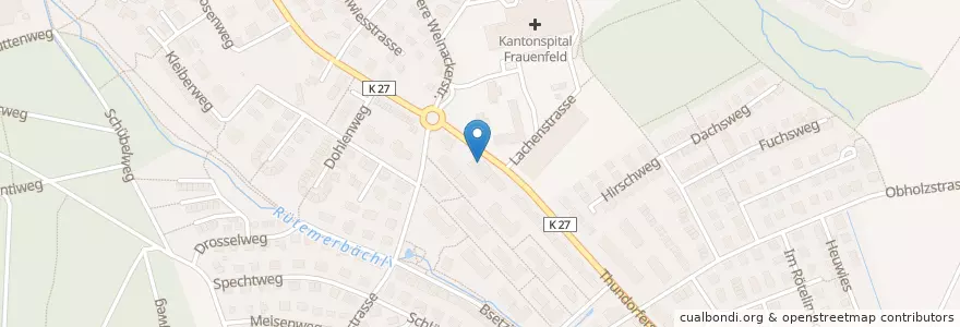Mapa de ubicacion de Steiner Beck en Svizzera, Turgovia, Bezirk Frauenfeld, Frauenfeld.
