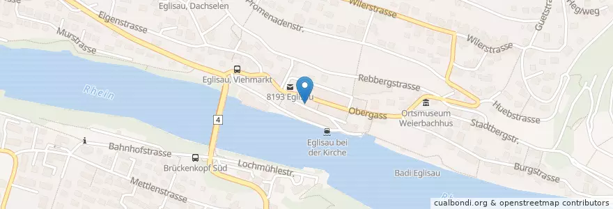 Mapa de ubicacion de ViCafe en Швейцария, Цюрих, Бюлах, Eglisau.