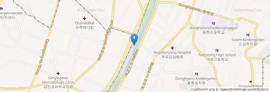 Mapa de ubicacion de 온천장역북측공영주차장 en Güney Kore, Busan, 금정구, 동래구, 부곡동.