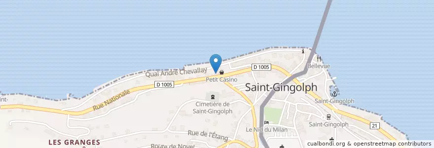 Mapa de ubicacion de Saint-Gingolph en Francia, Francia Metropolitana, Auvergne-Rhône-Alpes, Alta Savoia, Tonone, Saint-Gingolph.