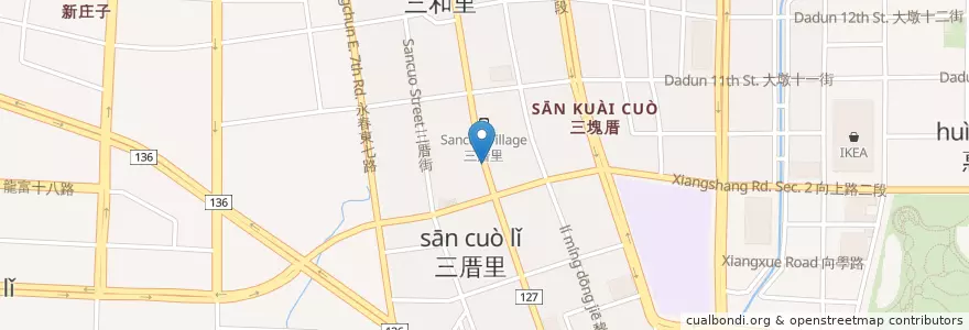 Mapa de ubicacion de 蘋果綠 en Taiwán, Taichung, 南屯區.