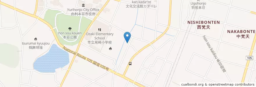 Mapa de ubicacion de レイネアザレア en 日本, 秋田県, 由利本荘市.