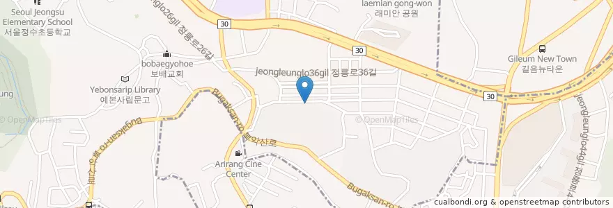 Mapa de ubicacion de 생고기전문점돈통 en 대한민국, 서울, 성북구, 정릉1동.
