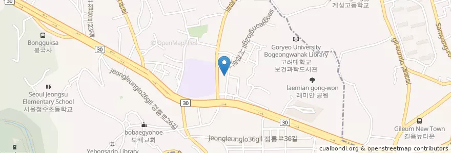 Mapa de ubicacion de 고운실버방문요양센터 en Coreia Do Sul, Seul, 성북구, 정릉1동.
