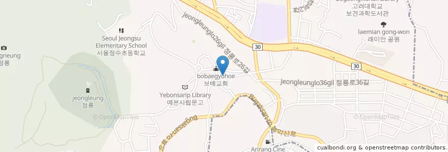 Mapa de ubicacion de 부산어묵.우리전기.크린토피아 en 대한민국, 서울, 성북구.