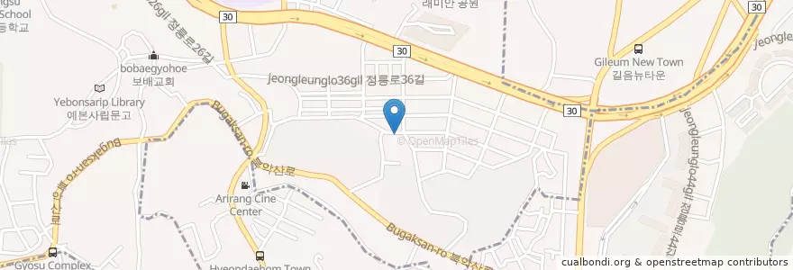 Mapa de ubicacion de 배달삼겹돼지되지 en Korea Selatan, 서울, 성북구, 정릉1동.