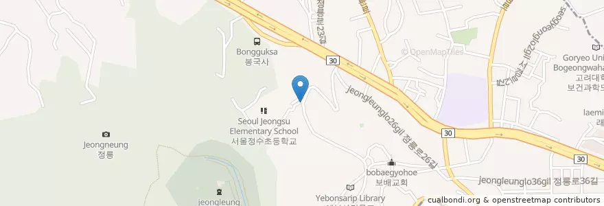 Mapa de ubicacion de 안단테느리게 en Corée Du Sud, Séoul, 성북구, 정릉2동.