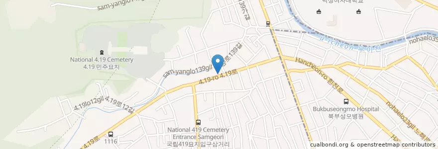 Mapa de ubicacion de 바다횟집 en 대한민국, 서울, 강북구, 우이동.