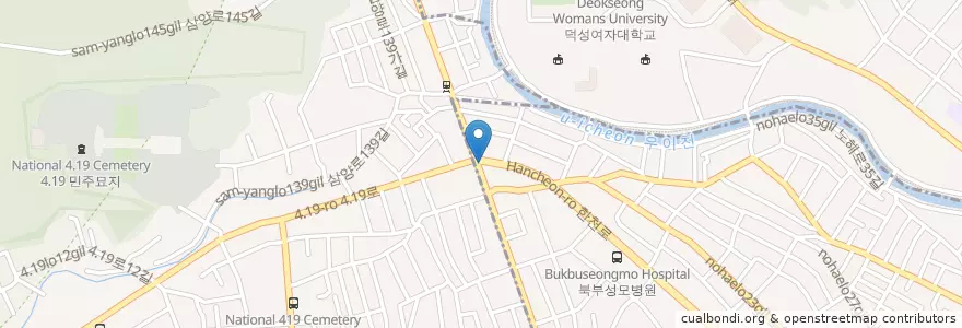 Mapa de ubicacion de 할매순대국24시 en Güney Kore, Seul, 강북구, 수유2동, 우이동.
