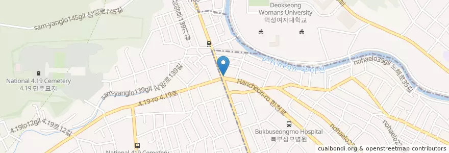 Mapa de ubicacion de 아시아라이브7080 en 대한민국, 서울, 강북구, 수유2동, 우이동.