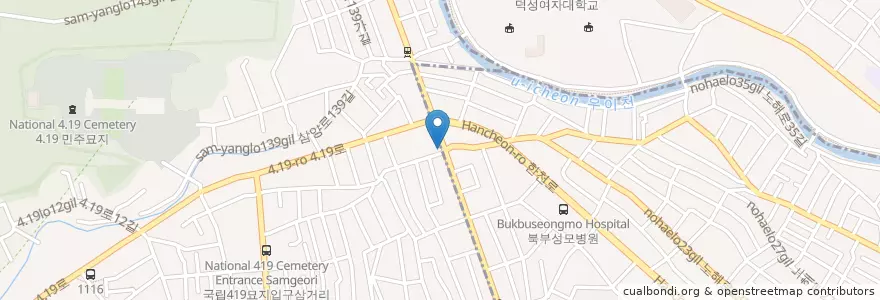 Mapa de ubicacion de 참치애난 en Corea Del Sud, Seul, 강북구, 수유2동, 우이동.