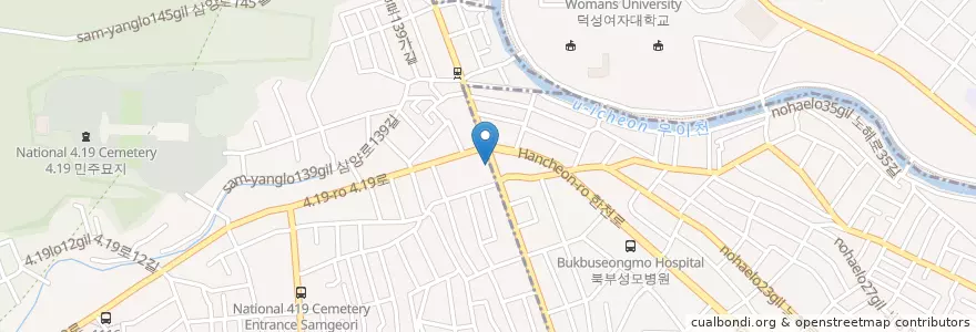 Mapa de ubicacion de 마포감자국 en Südkorea, Seoul, 강북구, 수유2동, 우이동.