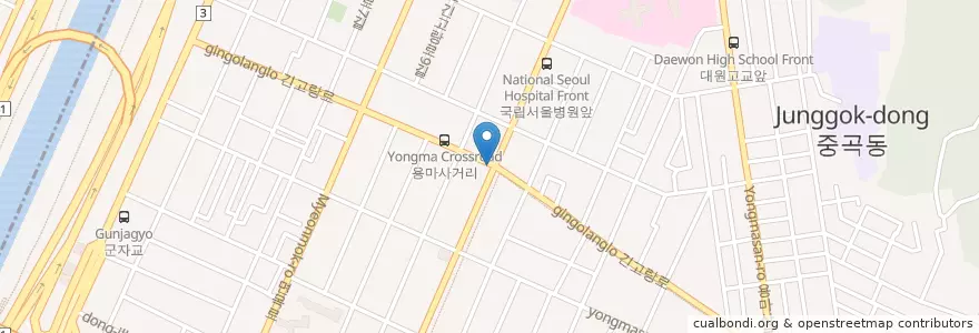 Mapa de ubicacion de IBK기업은행 en Республика Корея, Сеул, 광진구, 중곡1동.