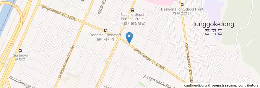 Mapa de ubicacion de 굴이짱 en Corea Del Sud, Seul, 광진구.