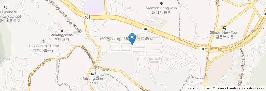 Mapa de ubicacion de Hon떡볶이커피 en Korea Selatan, 서울, 성북구, 정릉1동.