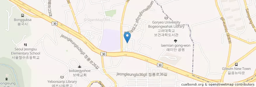 Mapa de ubicacion de 대성학원 en Korea Selatan, 서울, 성북구, 정릉1동.