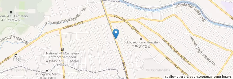 Mapa de ubicacion de 차우린해물짬뽕 en 대한민국, 서울, 강북구, 수유2동, 우이동.