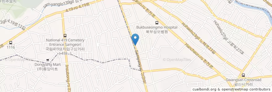 Mapa de ubicacion de 원할머니보쌈 en Республика Корея, Сеул, 강북구, 수유2동, 우이동.