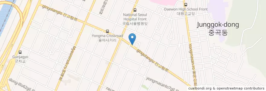 Mapa de ubicacion de 굴이짱 en Südkorea, Seoul, 광진구.