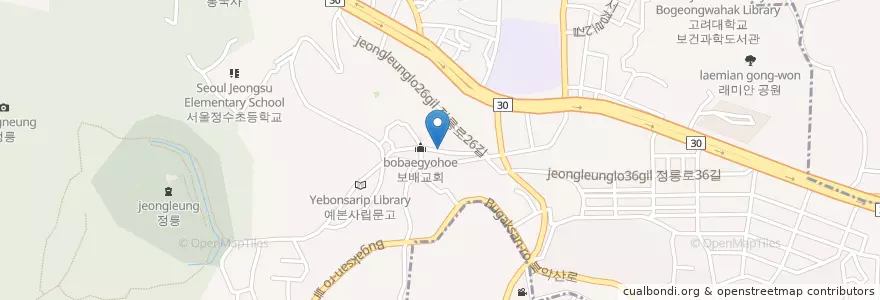 Mapa de ubicacion de 순희네              보리밥5고갈비5 en 大韓民国, ソウル, 城北区.