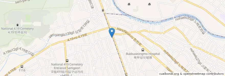 Mapa de ubicacion de 참사랑약국 en Corea Del Sud, Seul, 강북구, 수유2동, 우이동.