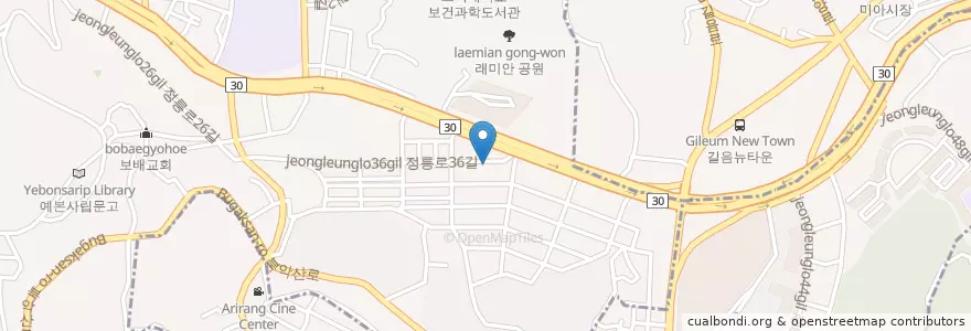 Mapa de ubicacion de 형제곱창 en Güney Kore, Seul, 성북구, 정릉1동.