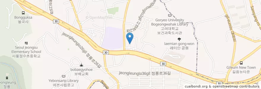 Mapa de ubicacion de Make it독서실 en Korea Selatan, 서울, 성북구, 정릉1동.