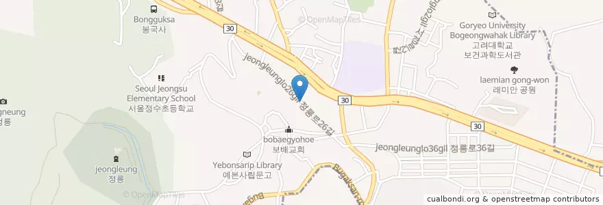 Mapa de ubicacion de 구암교회 en 대한민국, 서울, 성북구.