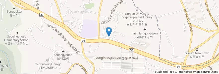 Mapa de ubicacion de 서울갈비 en Zuid-Korea, Seoel, 성북구, 정릉1동.