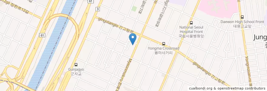 Mapa de ubicacion de 들꽃.사랑 en South Korea, Seoul, Gwangjin-Gu, Junggok 1(Il)-Dong.