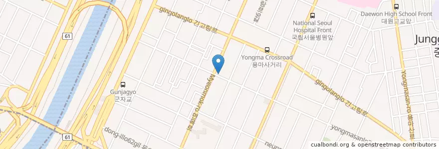 Mapa de ubicacion de 여수탕탕탕 en 대한민국, 서울, 광진구, 중곡1동.