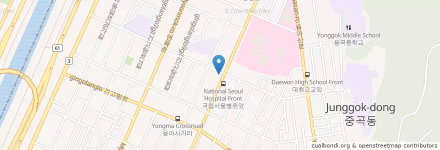 Mapa de ubicacion de 서울노래방2F en کره جنوبی, سئول, 광진구, 중곡1동.