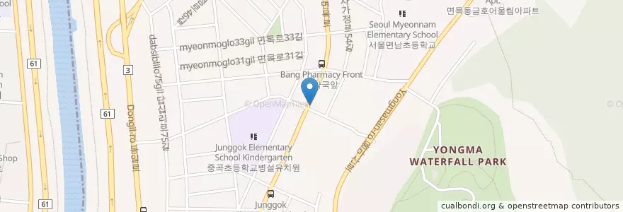 Mapa de ubicacion de 소래원(짱깨) en 대한민국, 서울, 중랑구, 면목4동.