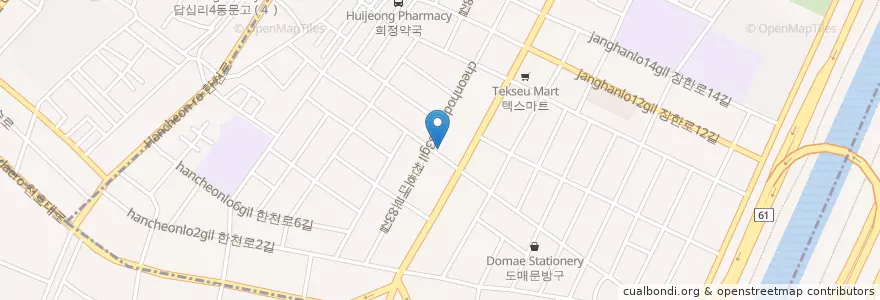 Mapa de ubicacion de 진한순대국 en 大韓民国, ソウル, 東大門区.