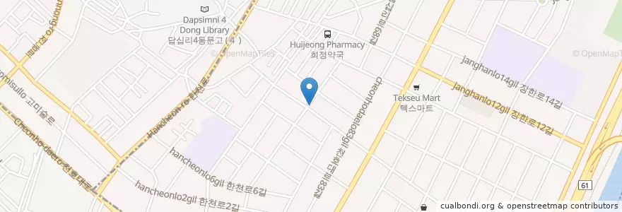 Mapa de ubicacion de 보명약국 en South Korea, Seoul, Dongdaemun-Gu.