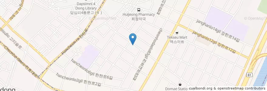 Mapa de ubicacion de 25시노래방 en 대한민국, 서울, 동대문구.