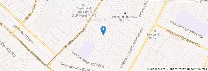 Mapa de ubicacion de 장유정헤어샵 en Zuid-Korea, Seoel, 동대문구.