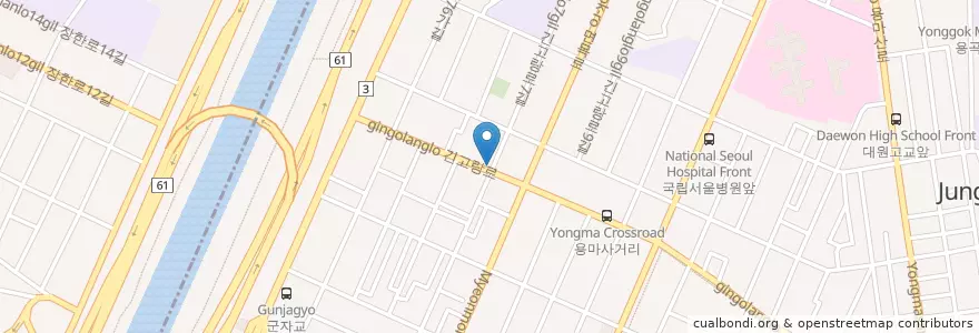 Mapa de ubicacion de 치킨뱅이 en Korea Selatan, 서울, 광진구, 중곡1동.